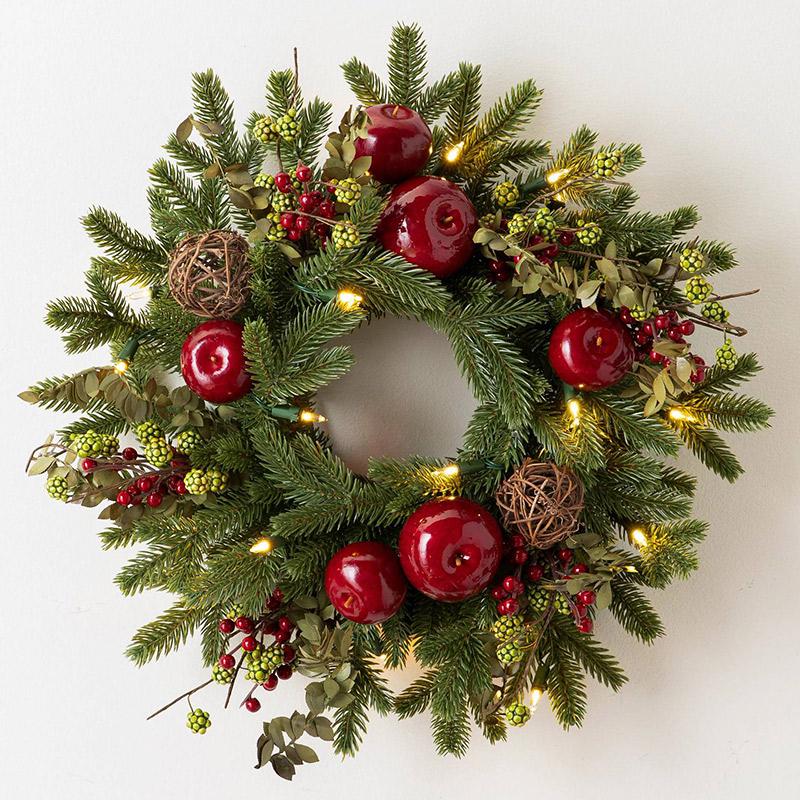 Luxury PE Rattan Wreath de Noël - Décoration de porte de vacances artificielle pour fête de fête à la maison
