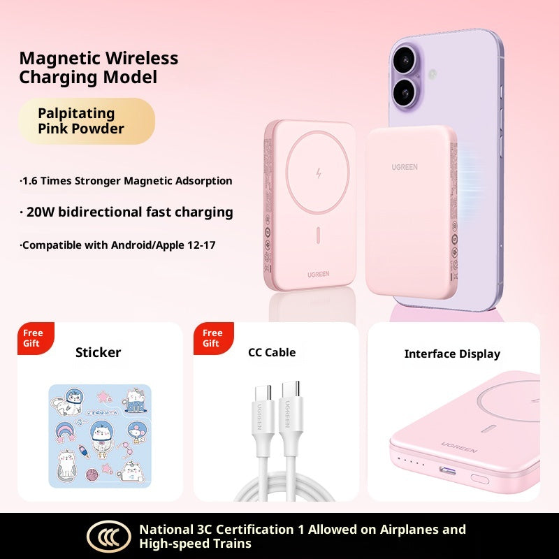 Banque de puissance sans fil magnétique ultra-mince Compact Portable