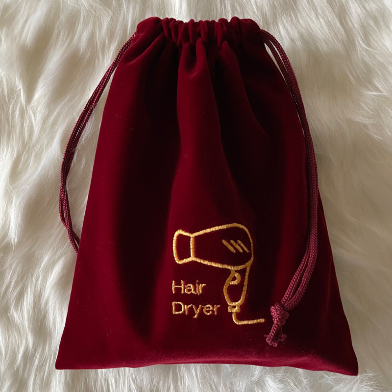 Home Hôtel Flocked tissu sèche cheveux sac de stockage