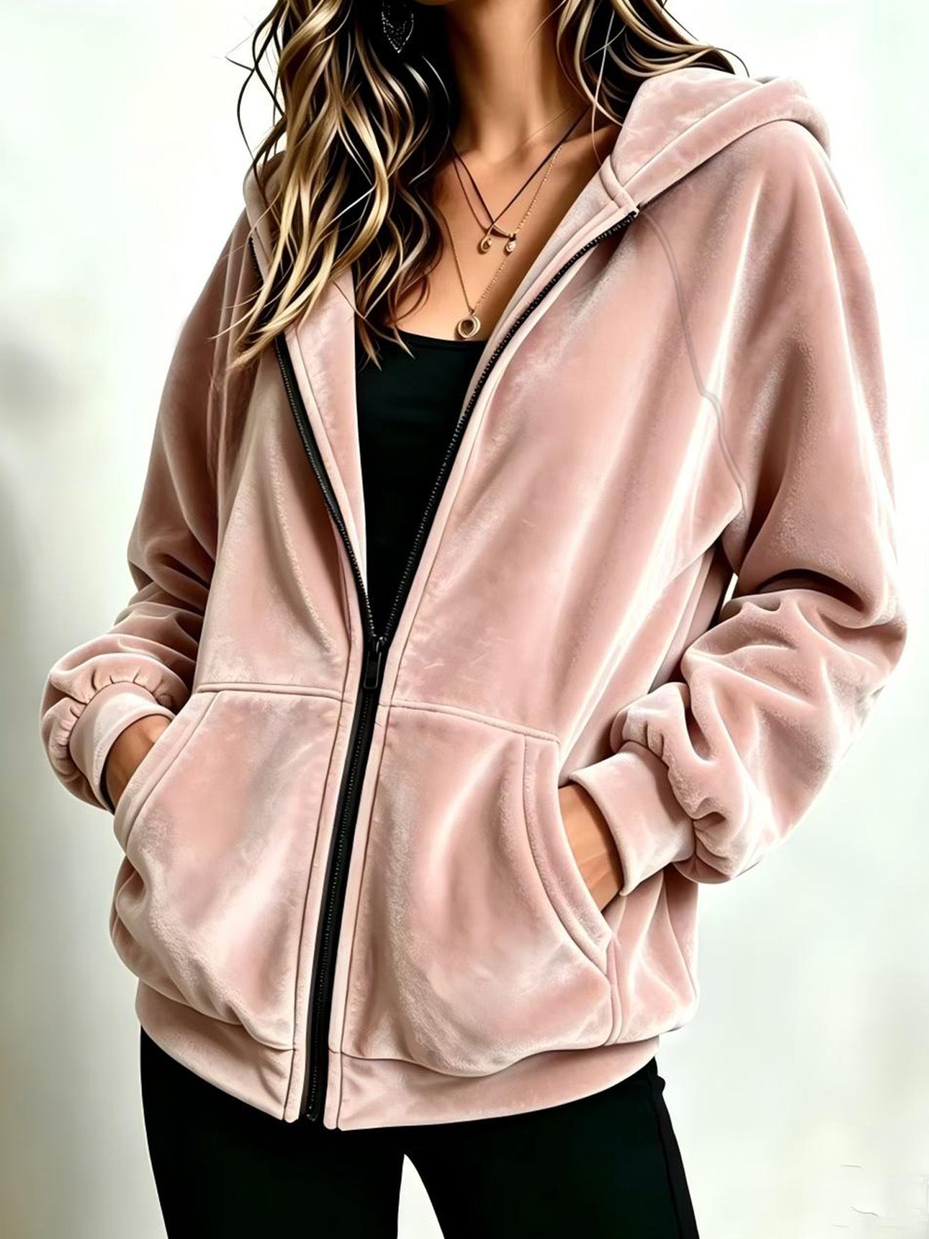 Sweatshirt casual à capuche Zip-up Designer Femmes