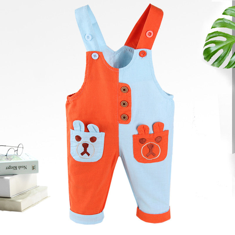 Fashion Couleur Matching bébé Mandarin seul dents Pantalons de canard Mince