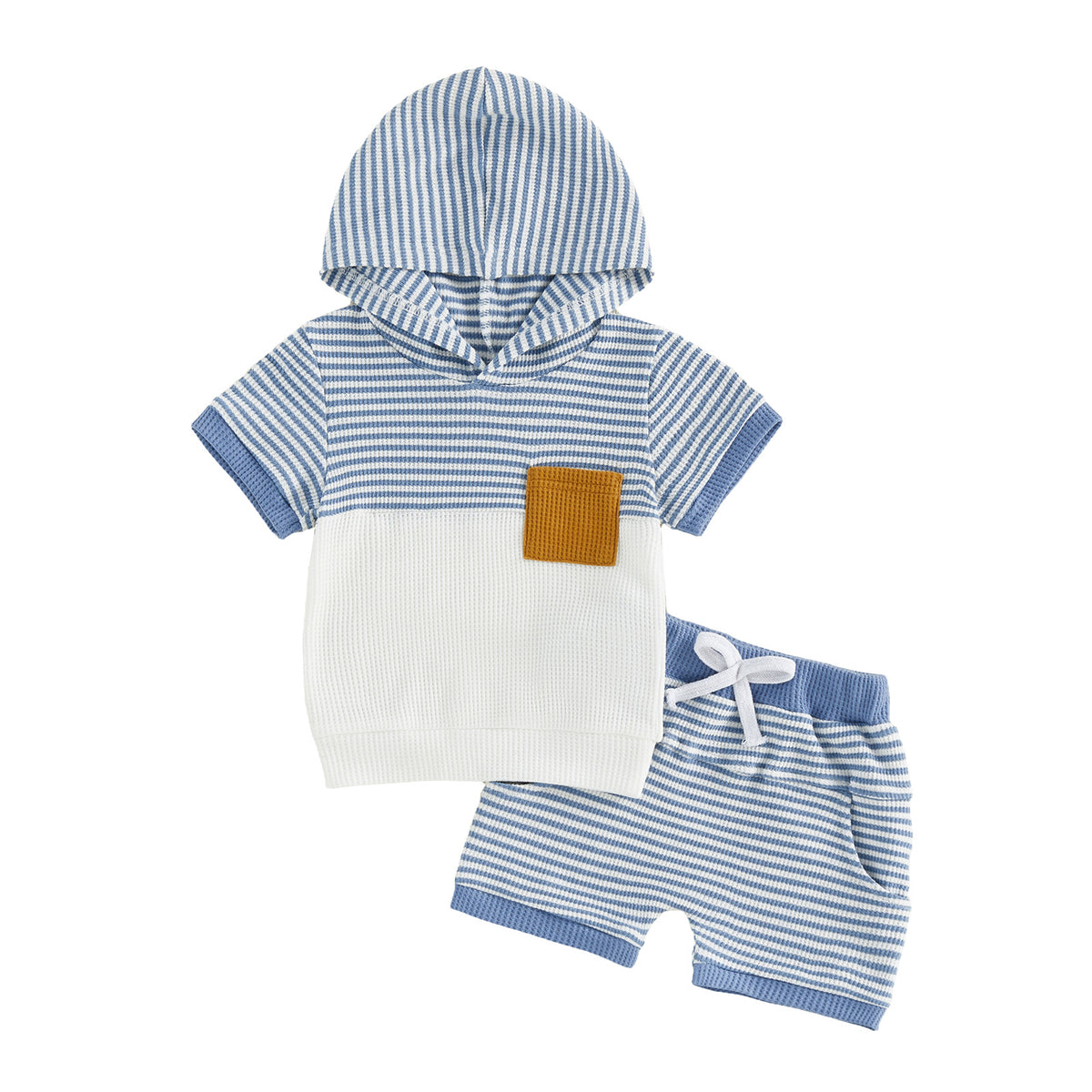Kids Striped Color-block Short-Sleeve Hoodie