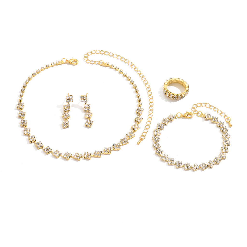 Collier géométrique carré Zircon à chaîne de pinces à chaud