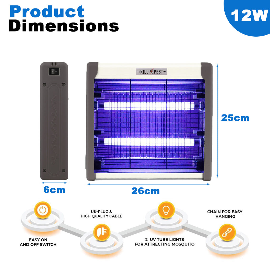 INDUSTRIEL 12W INSECT ELECTRIQUE BUG FLY MOSQUITO KILLER-12w