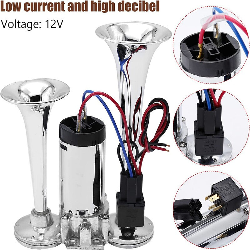 600DB Super Loud Car Truck Boat Dual Trumpet Train 12V Air Horn Compressor Kit