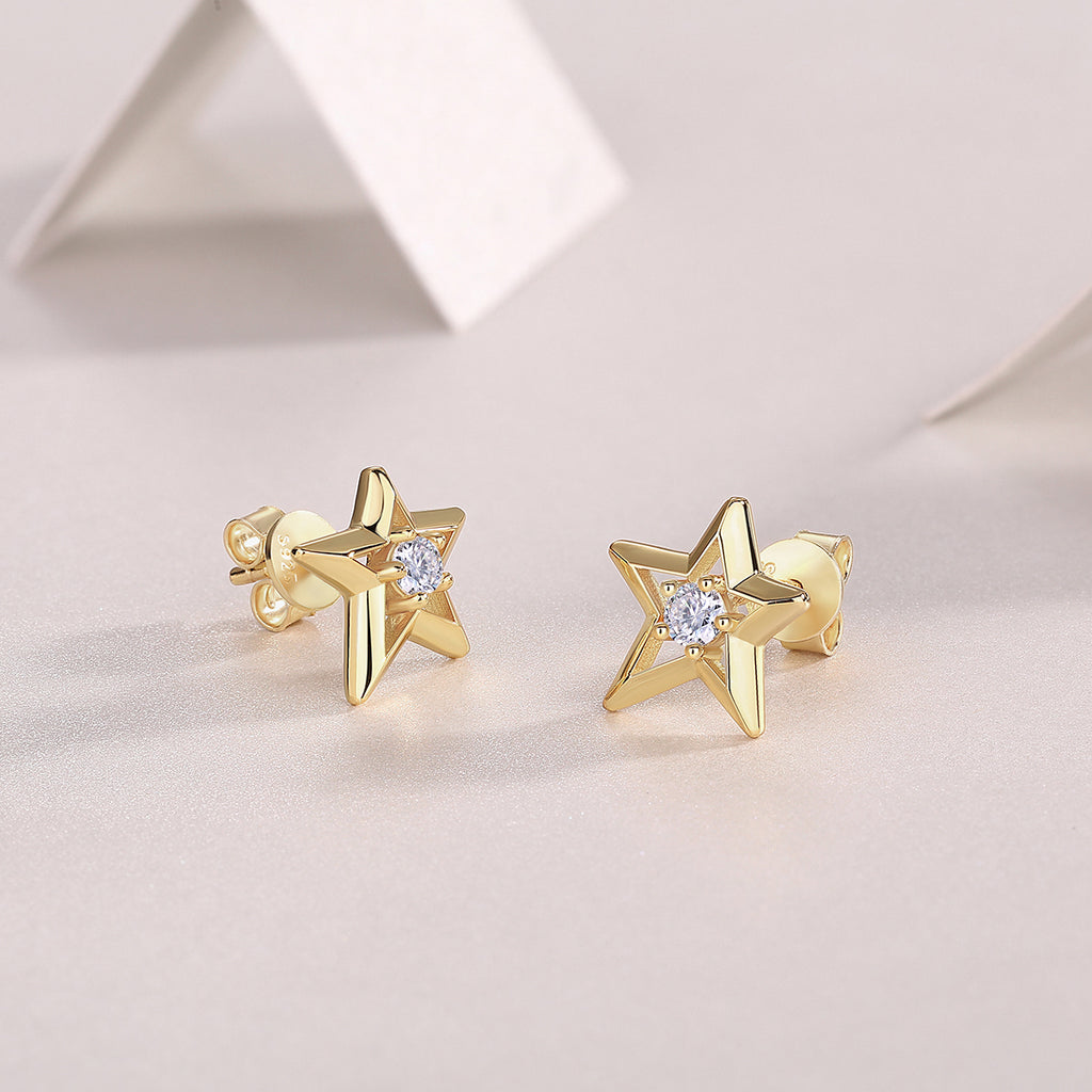 S925 Boucles d'oreilles Sterling Silver Star Stud