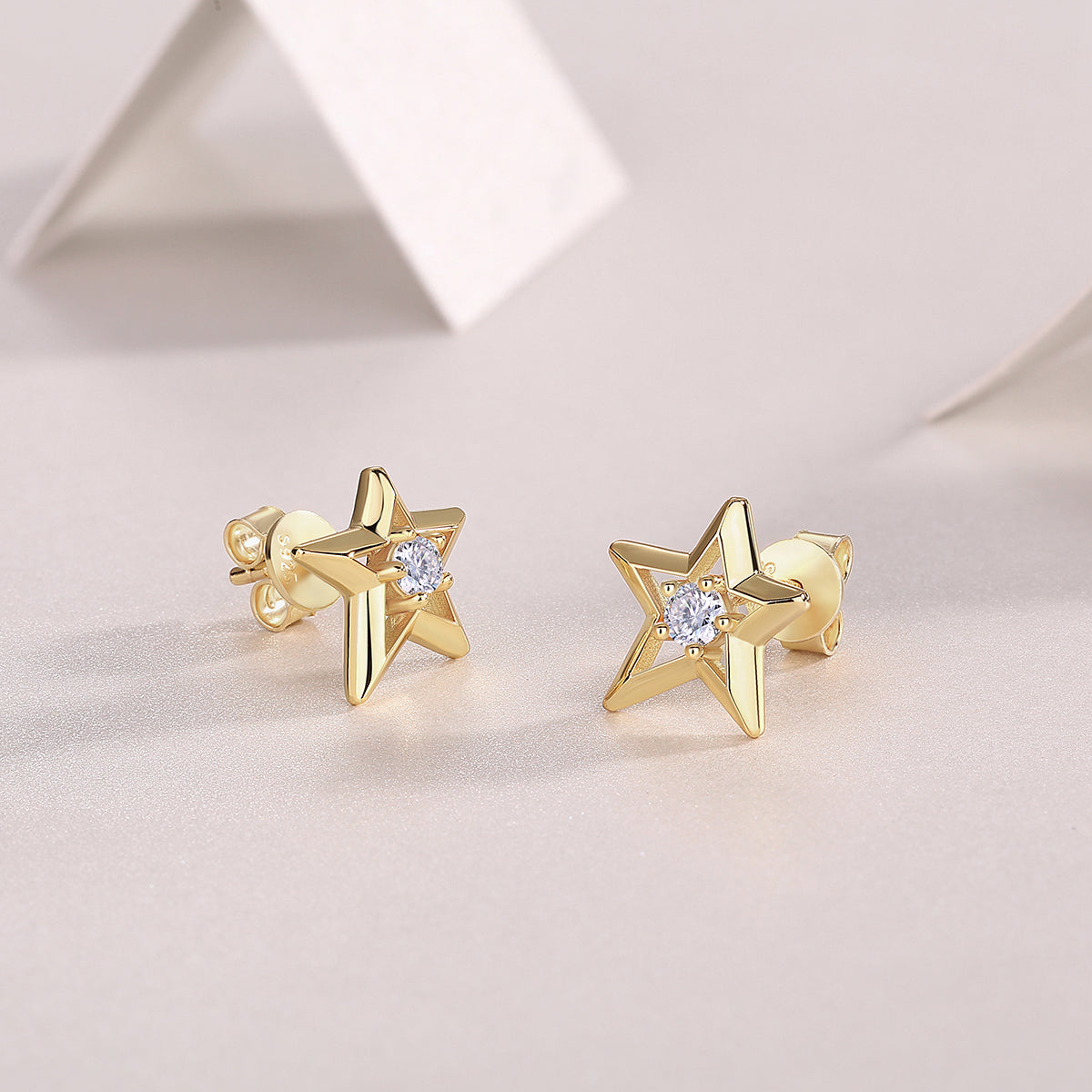 S925 Boucles d'oreilles Sterling Silver Star Stud