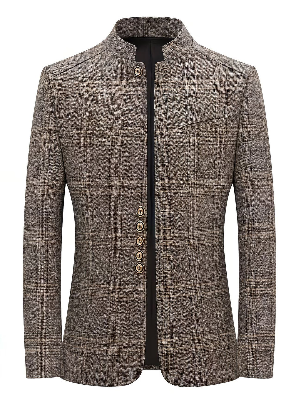Veste de costume en Plaid pour hommes avec collier