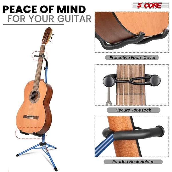 5 Support de guitare de base support de sol réglable lourd de service W fixation pour Acoustic Electric Classi