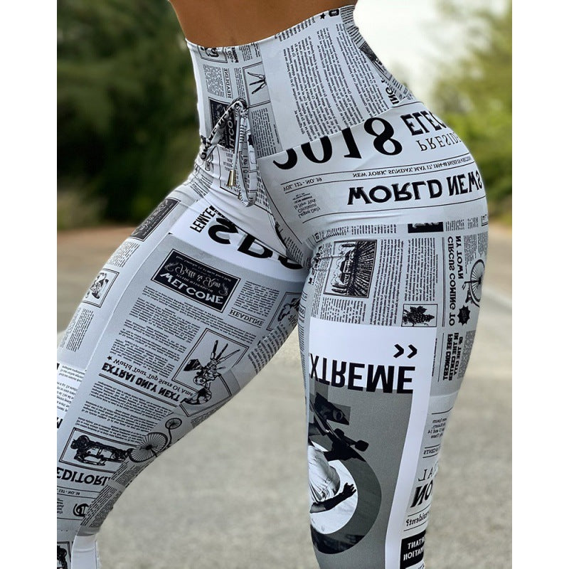 European And American Fashion News Times Digital Printed High Waist Stretch Yoga Pantalons Run