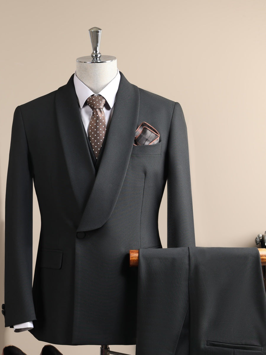 Hommes Taupe Châle Lapel Un bouton 2 pièces costume Blazer & Pantalon Set