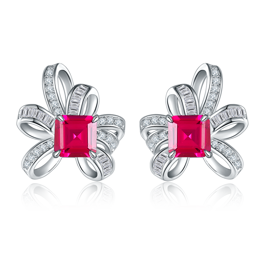 S925 Boucles d'oreilles Sterling Silver Bowknot Stud