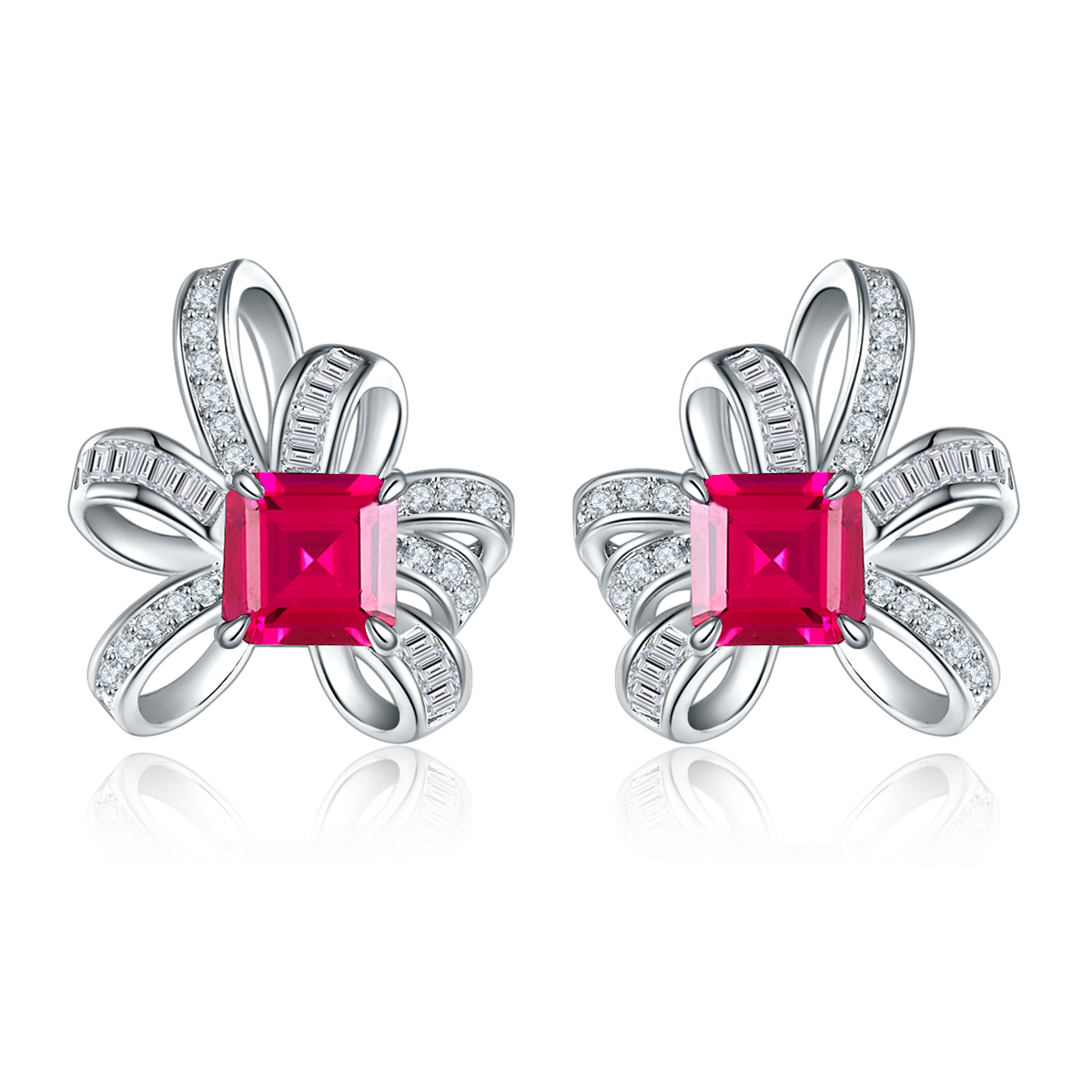 S925 Boucles d'oreilles Sterling Silver Bowknot Stud