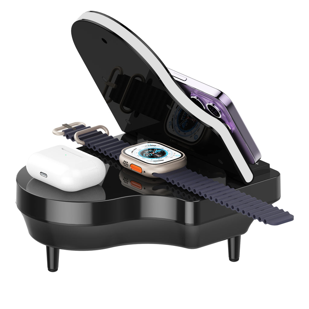Haut-parleur Bluetooth multifonction 3 en 1 chargeur sans fil avec support de téléphone mobile