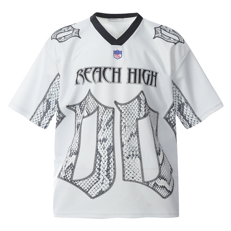 Snake Scale Design Mesh Jersey T-shirt à manches courtes Loose