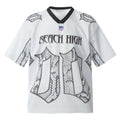 Snake Scale Design Mesh Jersey T-shirt à manches courtes Loose