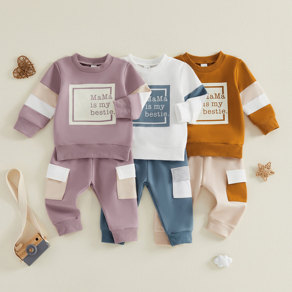 Letter-print pour enfants Top et Pantalons à manches longues