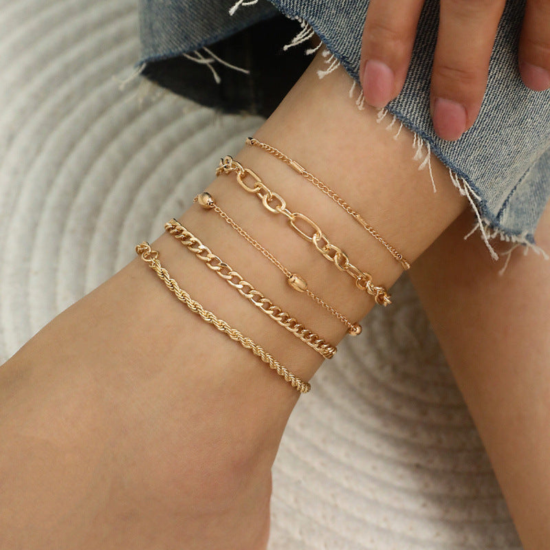 Simple chaîne métallique gracieuse Retro Creative Snake Chain set cinq pièces
