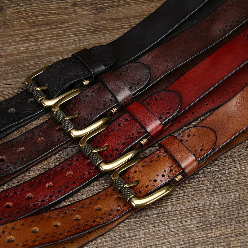 Ceinture d'épingle de première couche pour ceinture en cuir mengénien pour Jeans