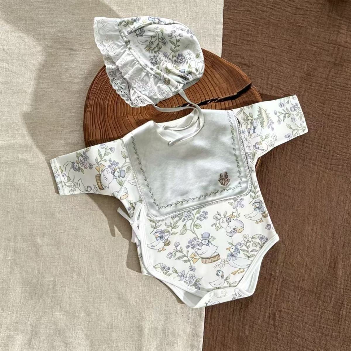 Romper à manches longues en coton pur quatre saisons pour bébés Et