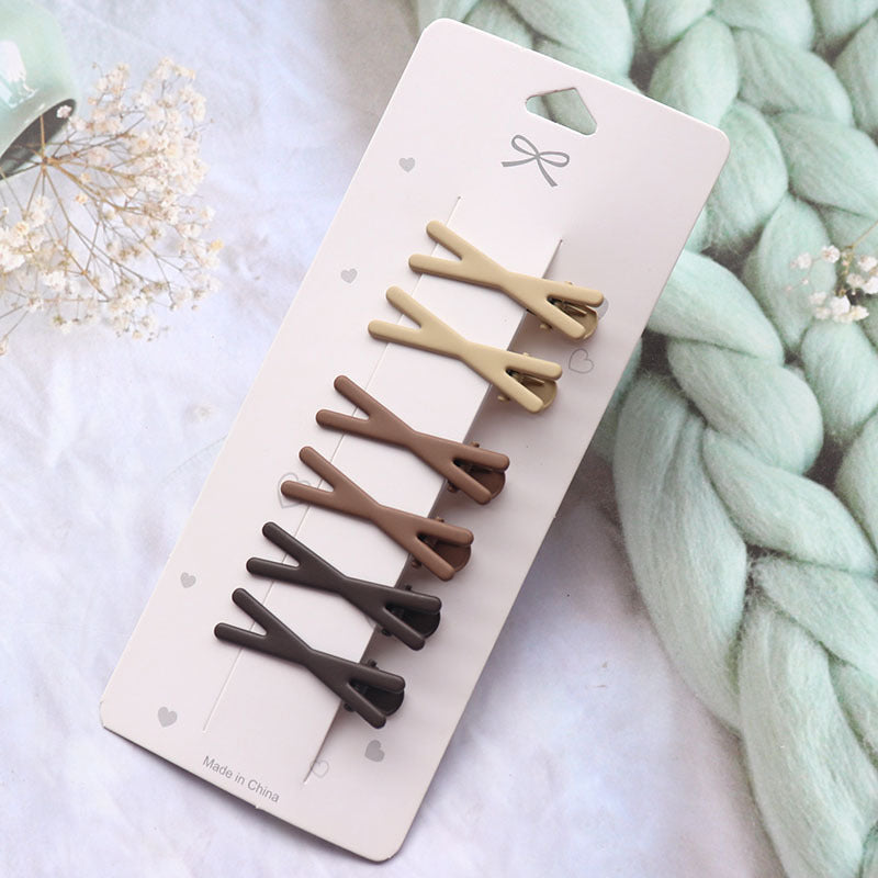 Coffee Color Series Barrettes Girl Side Clip Duckbill Clip Internet Célébrité