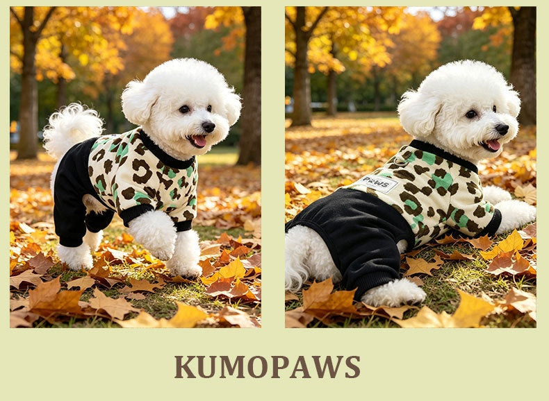 Costume de saut d'hiver chaud Leopard imprimé à quatre pattes épais