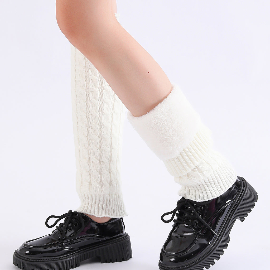 Chauffe-glace tricotée épaisse et tricotée Mode Chauffe-glace en couleur solide Manches de jambe molles Knee L