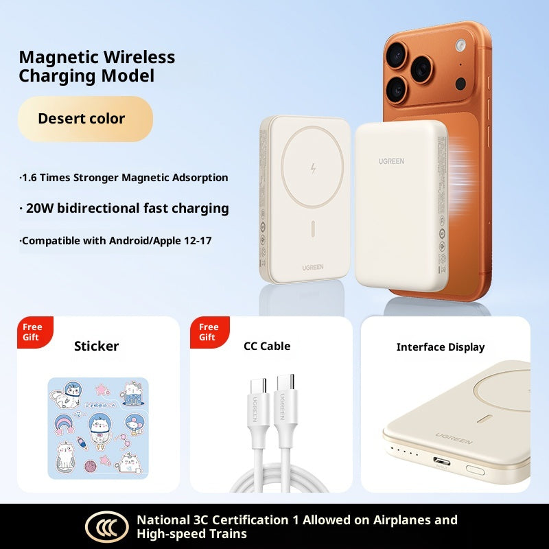 Banque de puissance sans fil magnétique ultra-mince Compact Portable