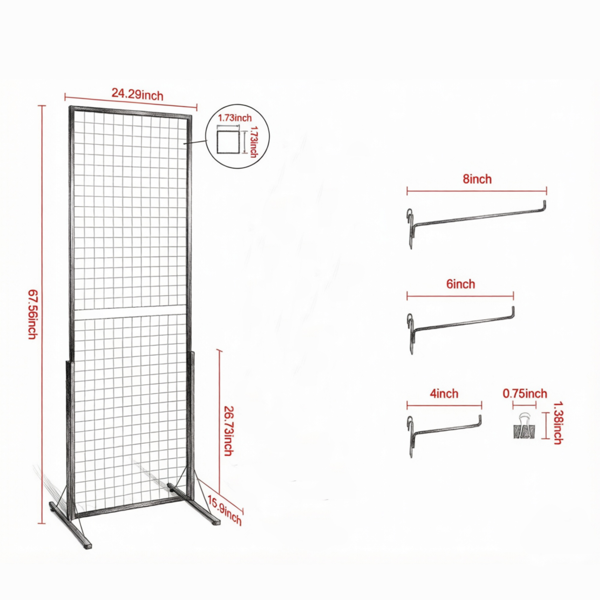 2-Pack 2' X 5.6' Tour d'affichage par paroi de grille
