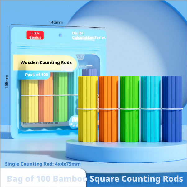 Counting square wooden stick-bamboo and wood-100 pieces-1 set