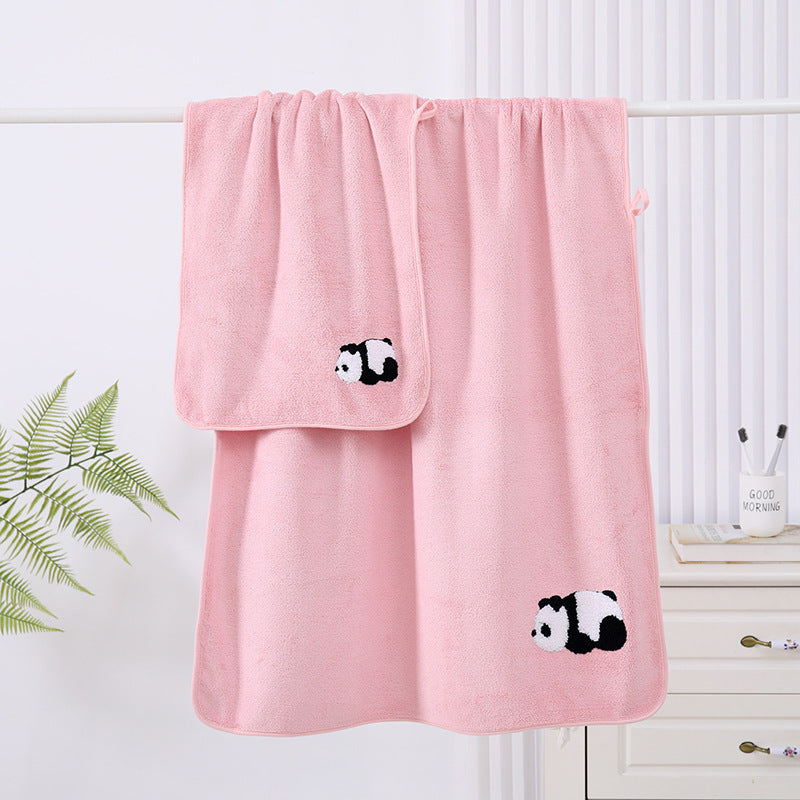 Coral Velvet Panda Broderie couvre doux et absorbant
