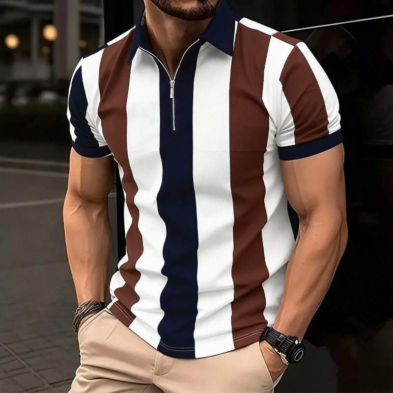 Hommes Versatile Lapel-zipper Casual Top