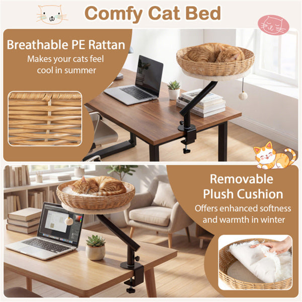 360-degree rotating desktop cat bed perch