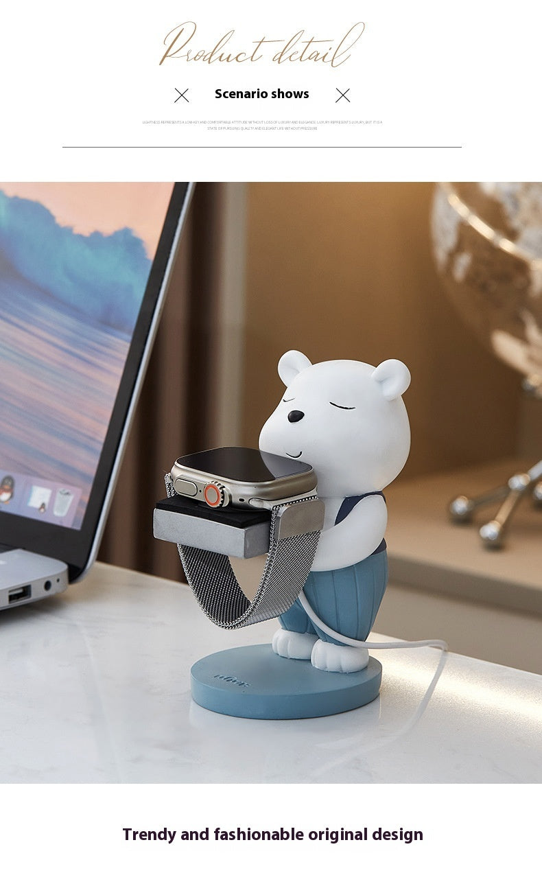 Wowu Original Design Bear Watch Charger Bracket Cartoon Ornements de literie anti-perte