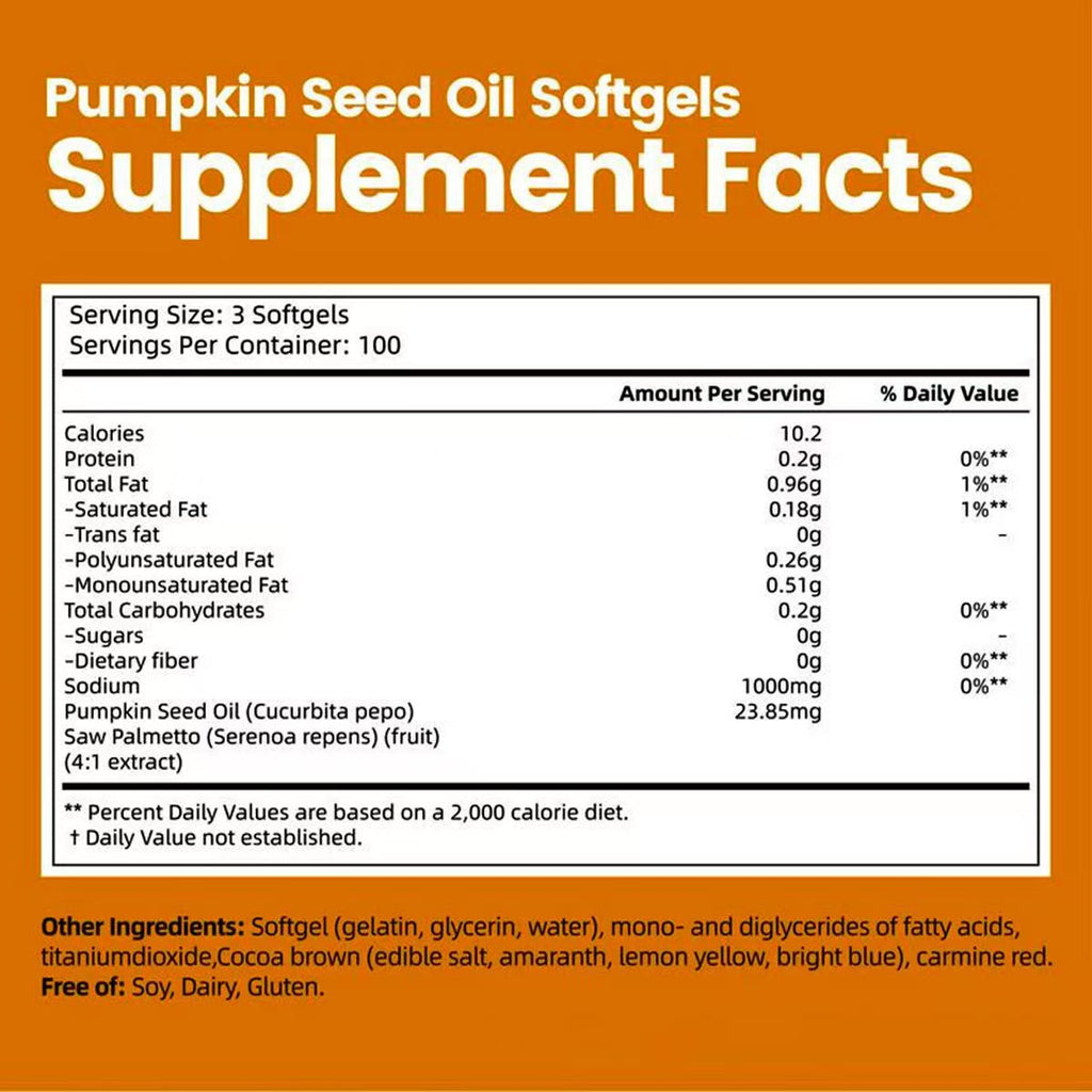 300 Orange Pumpkin Seed Oil Softgel Capsules