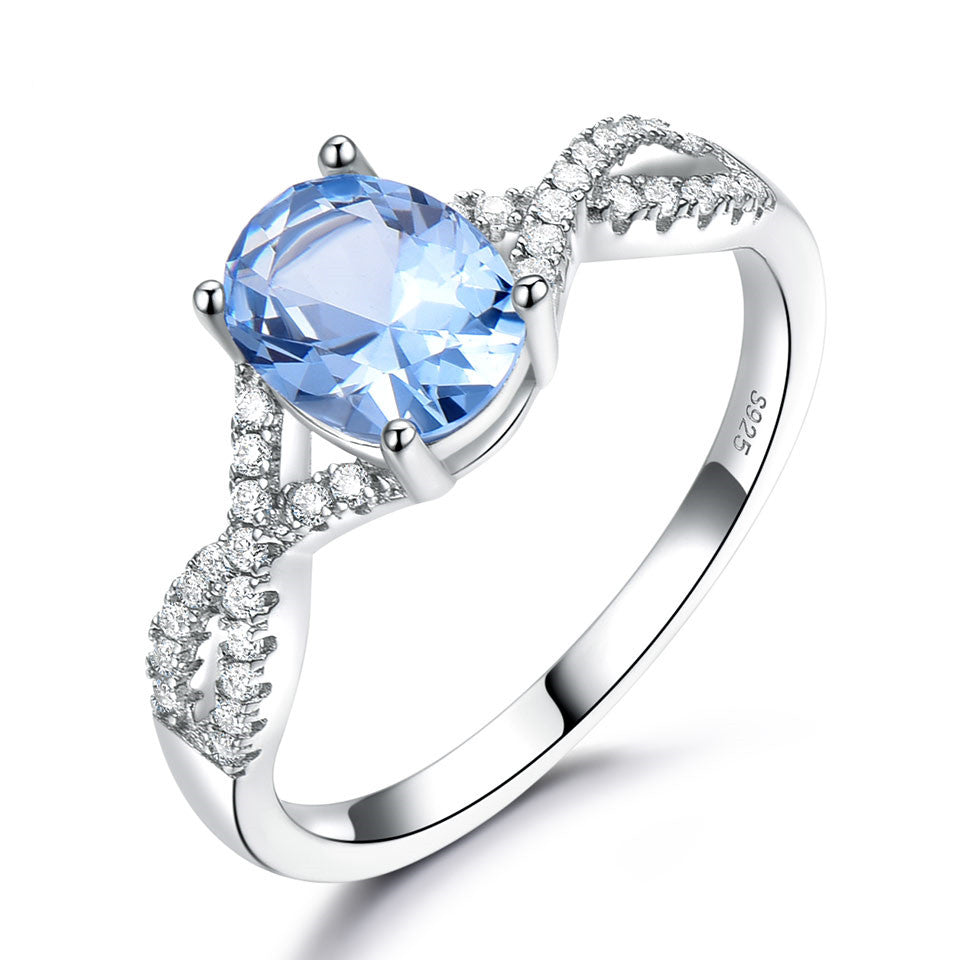 Argent sterling bague dames ovale Nano Morganite