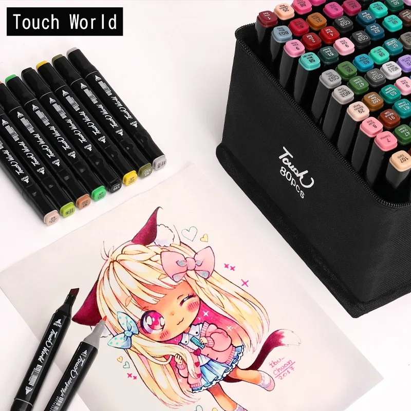 120 couleurs stylos marqueur ensemble Manga pinceau stylo dessin étudiant Kawaii Art School Suppli