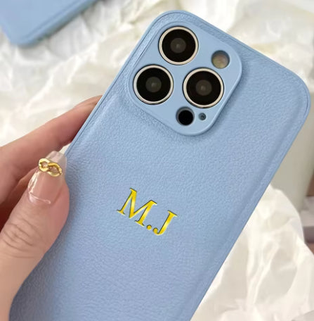 Personnalisé Or-embossed Nom Luxury Leather Phone Case