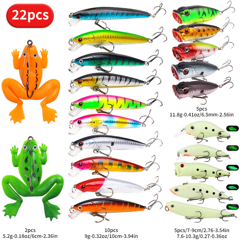 22pcs 58pcs 102pcs Fishing Lure Kits Multifunctional Set