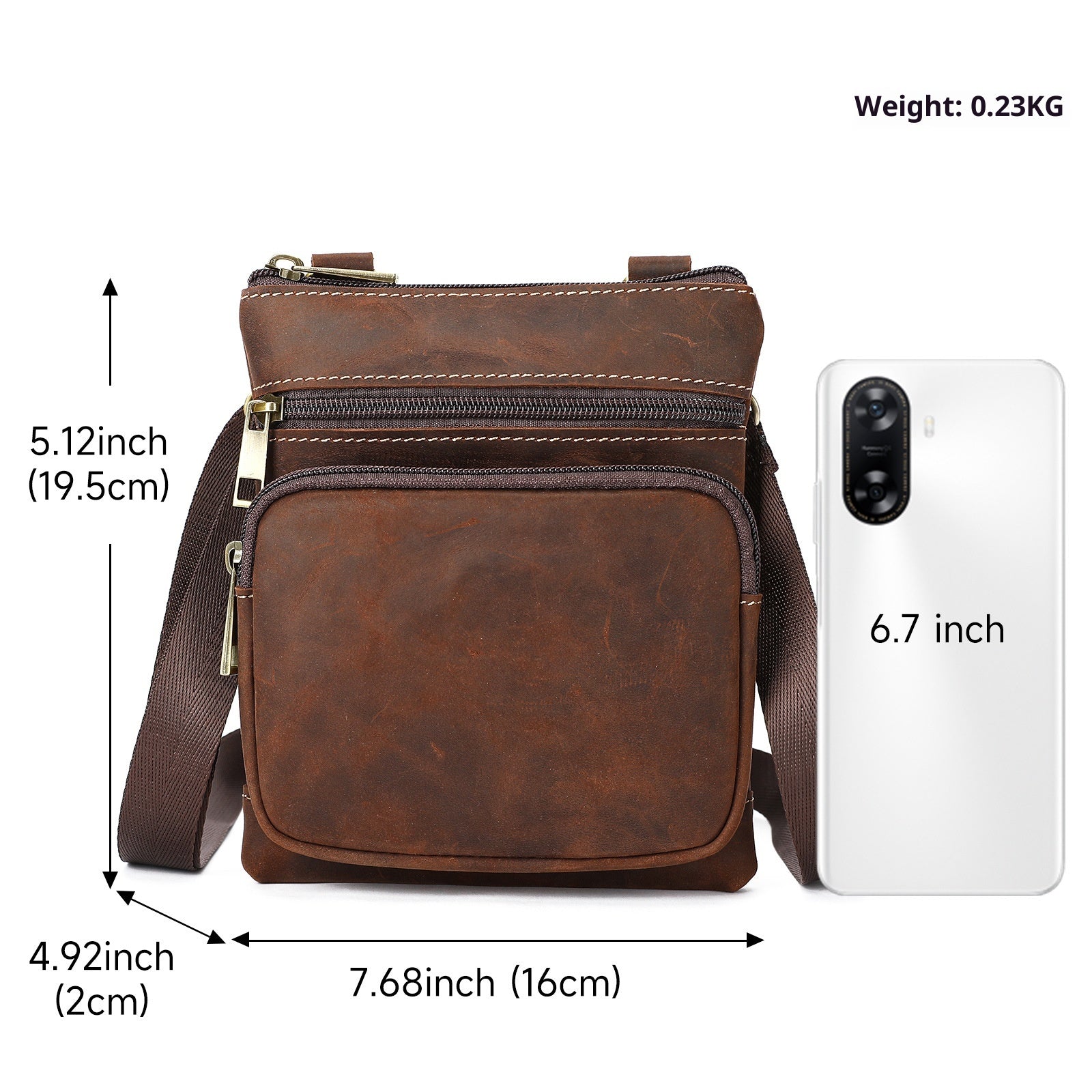 Crazy Horse Cuir Outdoor Retro Loisirs Crossbody Bag