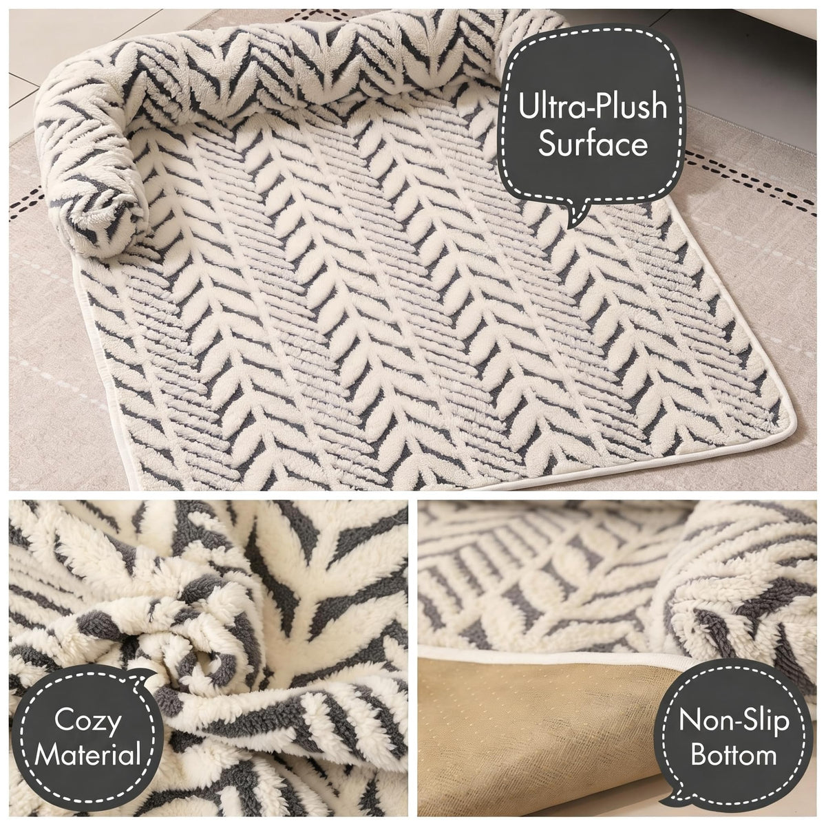 Calmer les tapis de lit pour chien avec le cou et le soutien de la tête