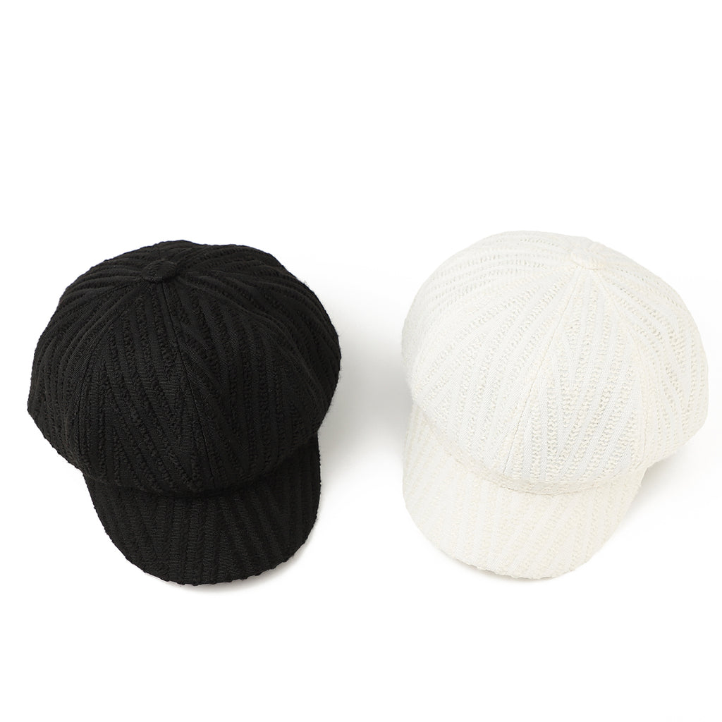 Texture verticale Casquette Octagonal Newsboy - Chapeau de peintre retro japonais - Suitab