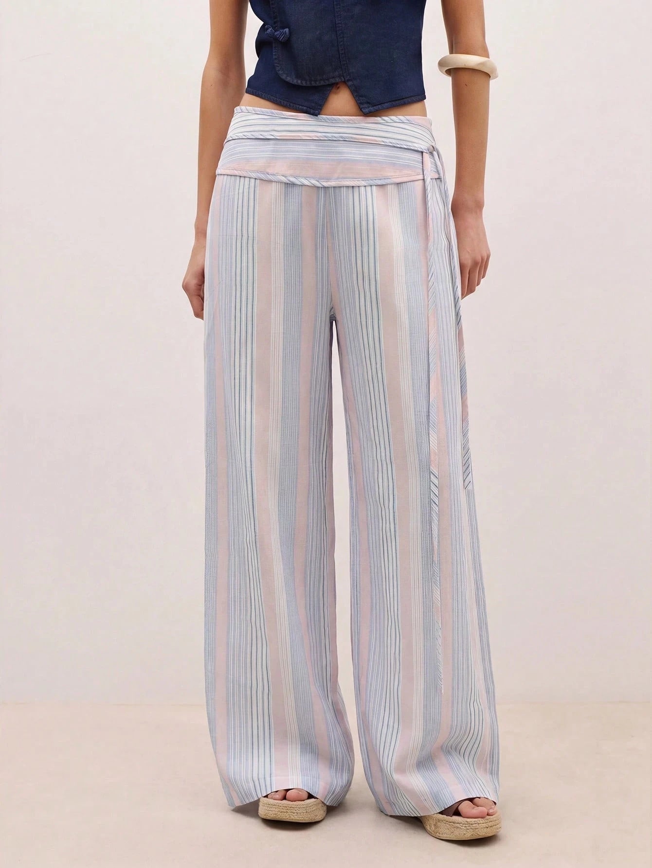 Pantalons rayés avec un ajustement doux et confortable large jambes