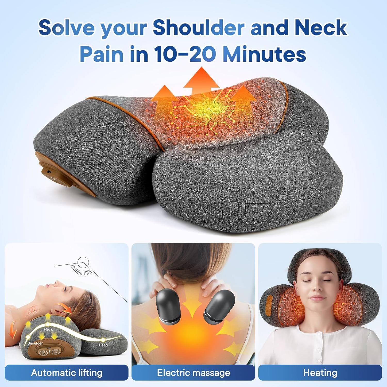 Oreiller de massage vibrant, chauffé et de traction