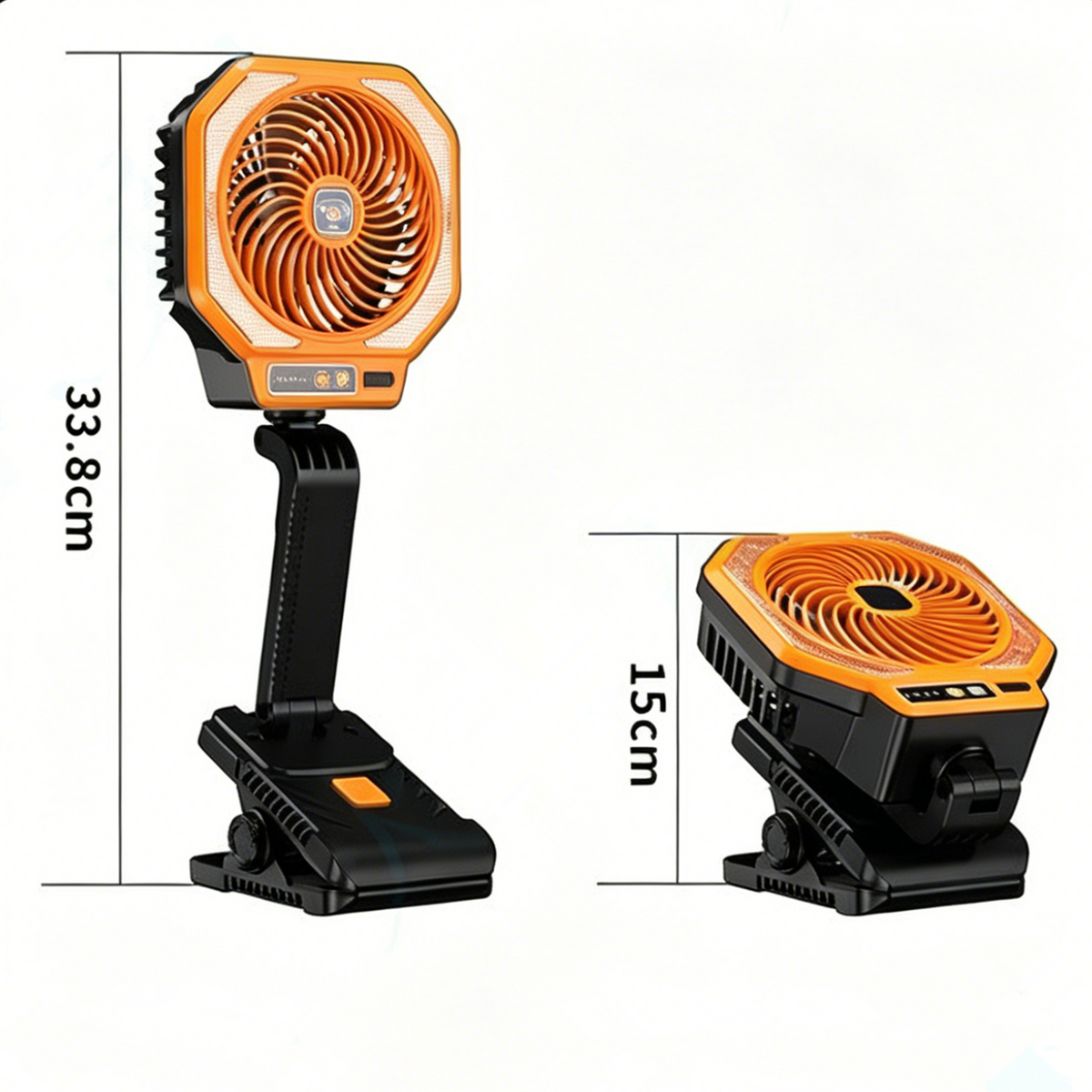 2-in-1 Portable Camping Fan with LED Light, Outdoor Desktop Fan, Type-C Charging