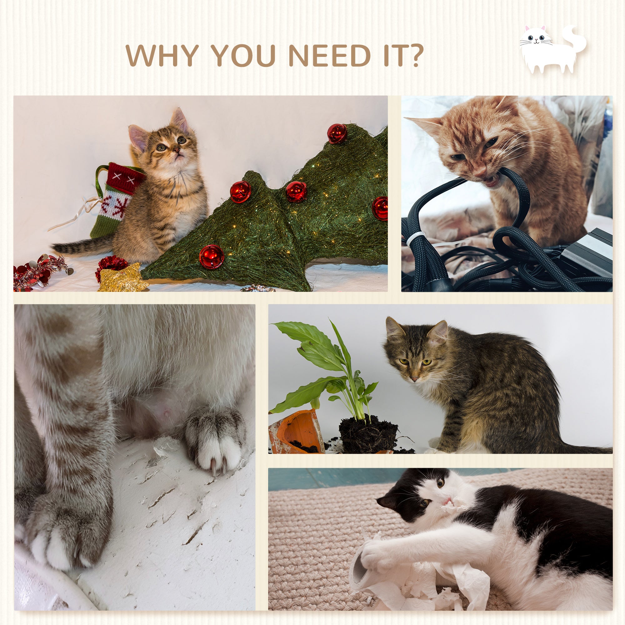 Étagère pour chats de 4 pièces avec poste à gratter