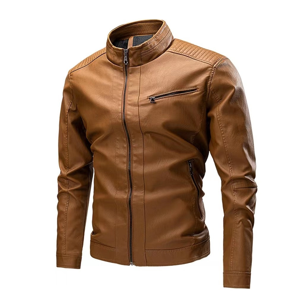 Printemps et automne Casual vêtements en cuir pour hommes couture moto rétro mode cuir