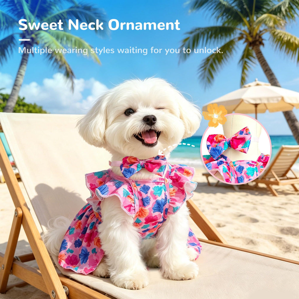 Mignon Floral Petit Chien Harness Habille avec Bow & Leash D-Ring
