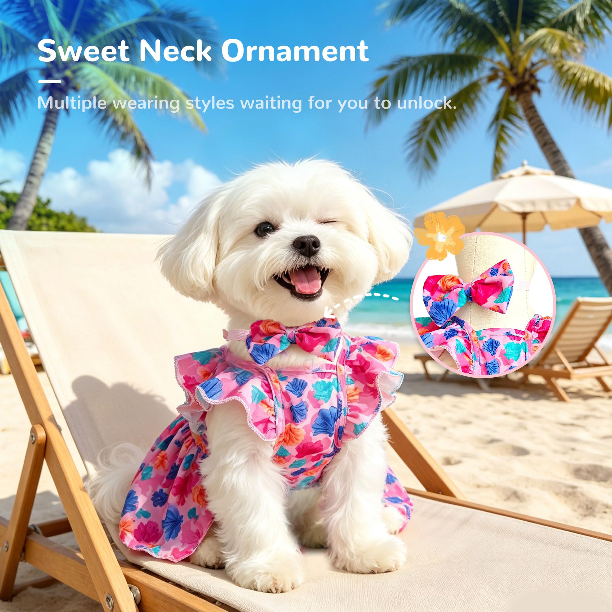 Mignon Floral Petit Chien Harness Habille avec Bow & Leash D-Ring