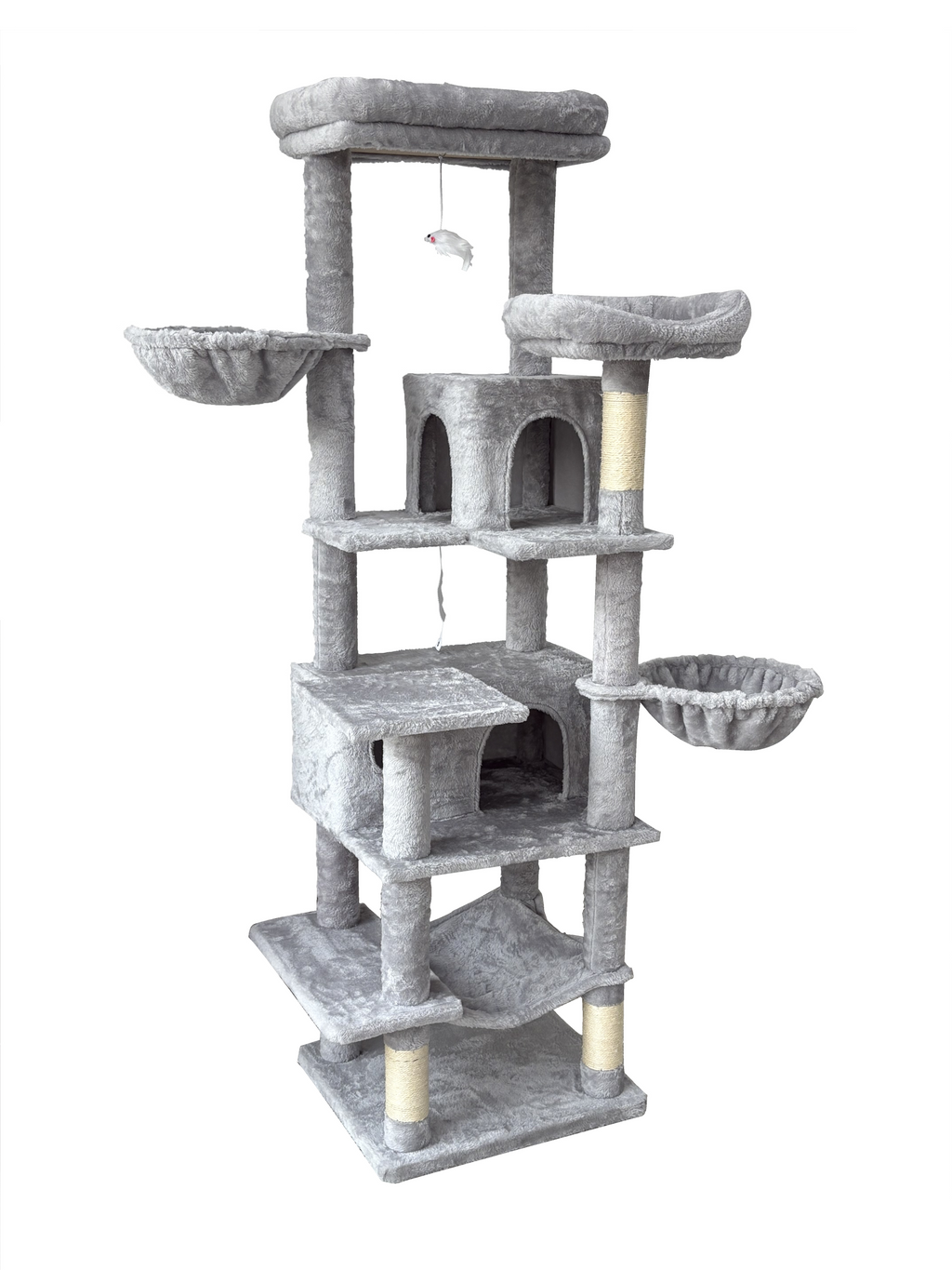 68in Grand arbre de chat vert multi-niveaux avec hamacs